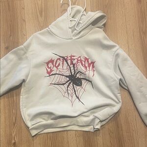 White Hoodie with Spider Web Graphic